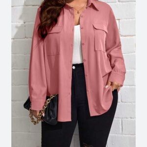 Anna And Frank Pink Oversized Button Down Shirt 100 Silk